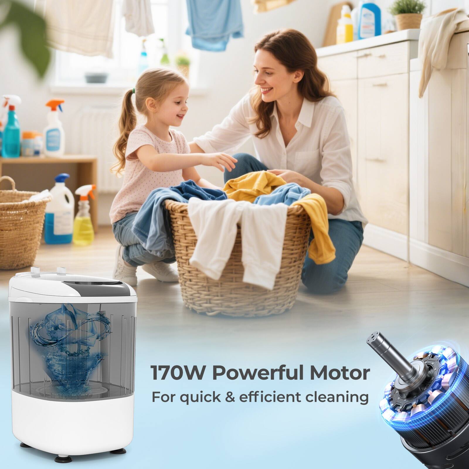 170W Powerful Motor For quick & efficient cleaning