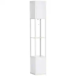 Homcom - Floor Lamp with Shelves, Dual Ambient Lighting