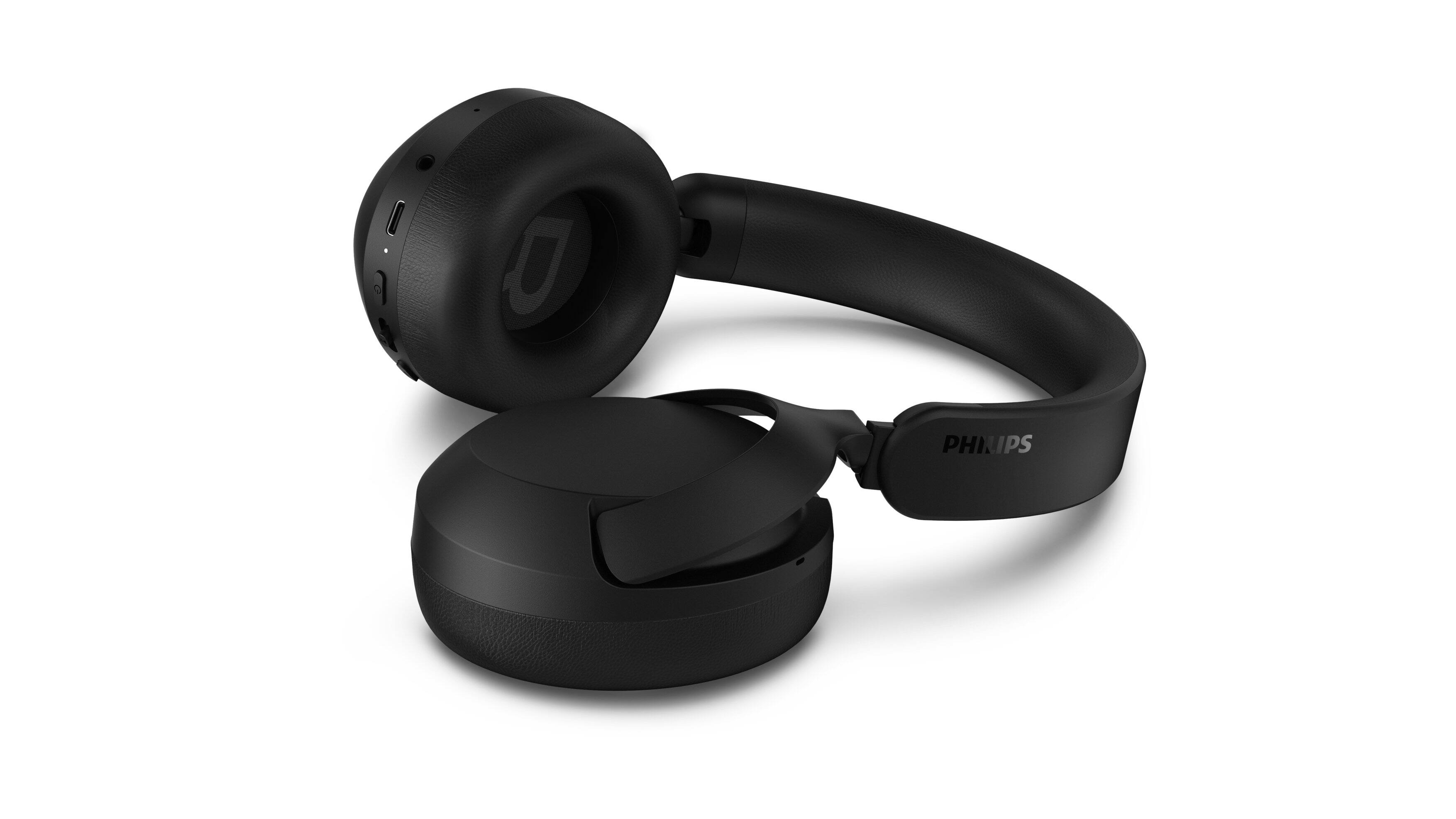 Angle. Philips - TAH6000 Wireless Over-Ear Bluetooth Headphones with Adaptive ANC, 80H Playtime (50H ANC), Dynamic Bass - Black.