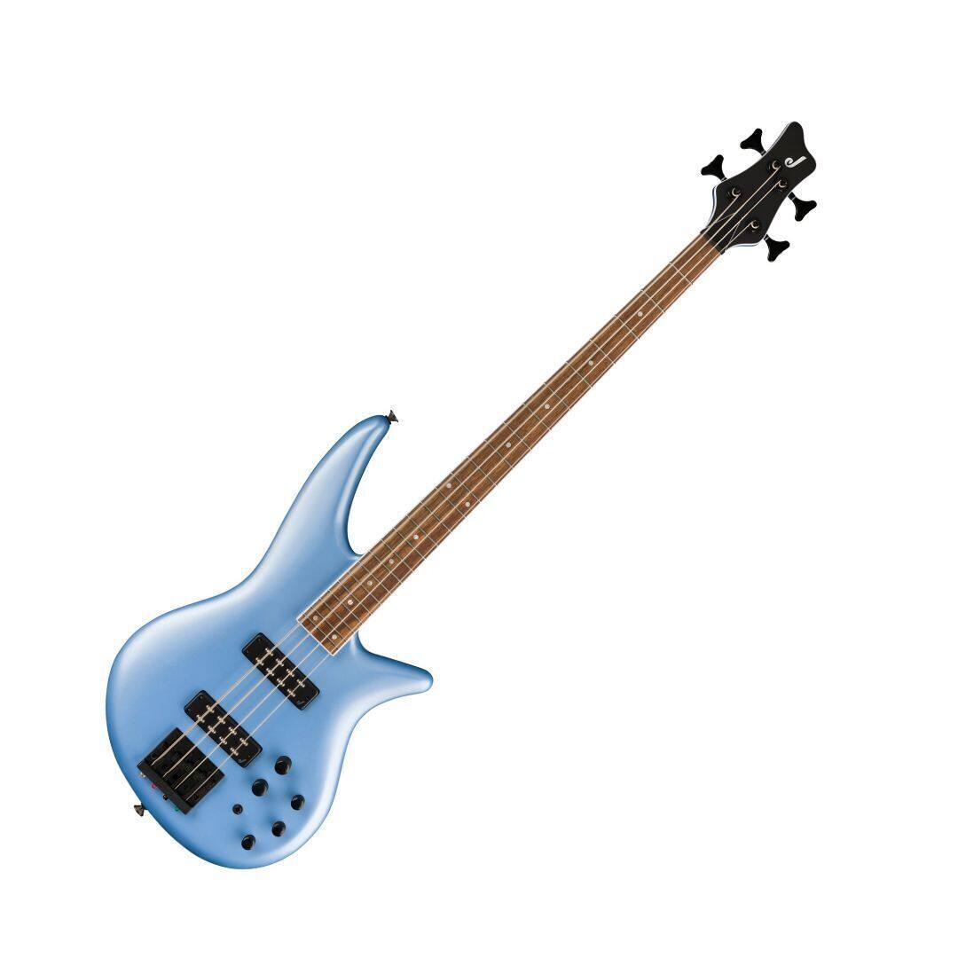 Left. Jackson - Jackson X Series Spectra Bass SBX IV Bass Guitar - Matte Blue Frost.