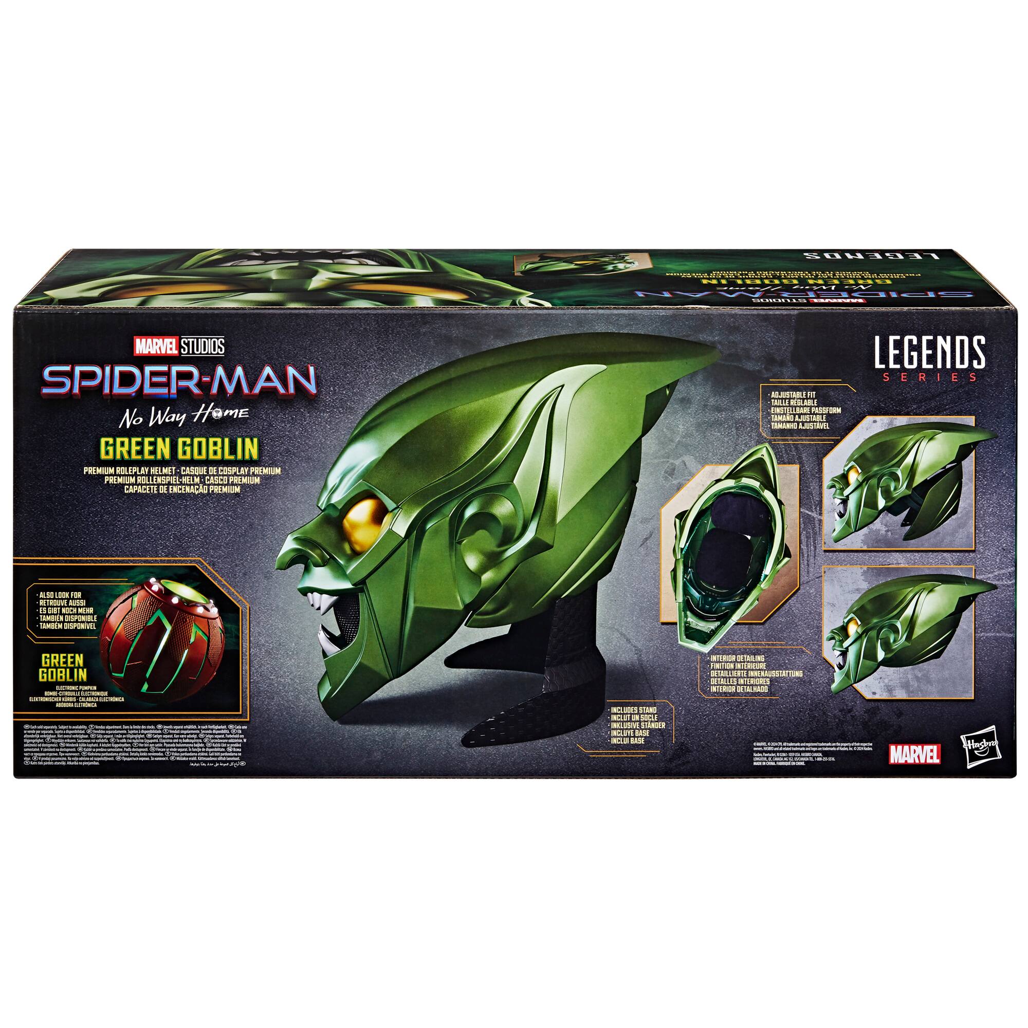 The text on the image reads: "5017 adddd iw ade Sondok: I ...S! ... I - MARVEL STUDIOS SPIDER-MAN No Way Home GREEN GOBLIN PREMIUM BOXED/BLINDED PELLET GIM CASOUR DE CSSPLE PREMIUM CAPACETE a ENCENAS PRMIUM LEGENDS SERIES ALM/M -L RMI ENLIS - LAR A AS - F - MOE Antra " - -. -- LAMDIES - SAAEN GREEN GOBLIN - - - - - - - - - d -E mu - HOLL BuV SAmore Bm aAs SID SAM atoc im aas - T-A MLALGES LALACN RI SIEGRS addaas SN: agh MARVEL."