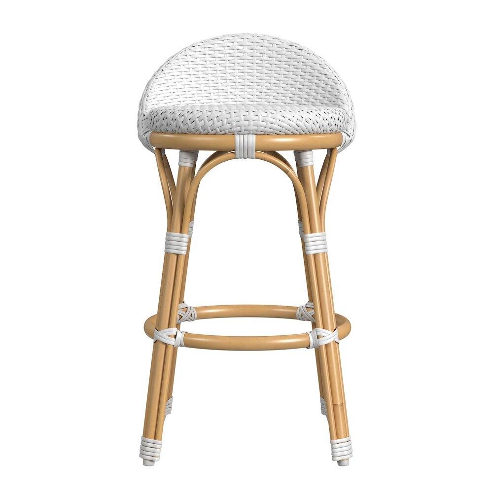 Back. Butler Specialty - 24 in. Seat Height Outdoor Rattan and Metal Low Back Counter Stool - Smooth White.
