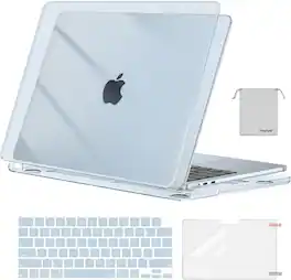 mosiso - Case for 13-inch MacBook Air M5 A3449 M4 A3240 M3 A3113 M2 A2681 with Keyboard Cover Screen Protector and Pouch - Crystal Sky Blue
