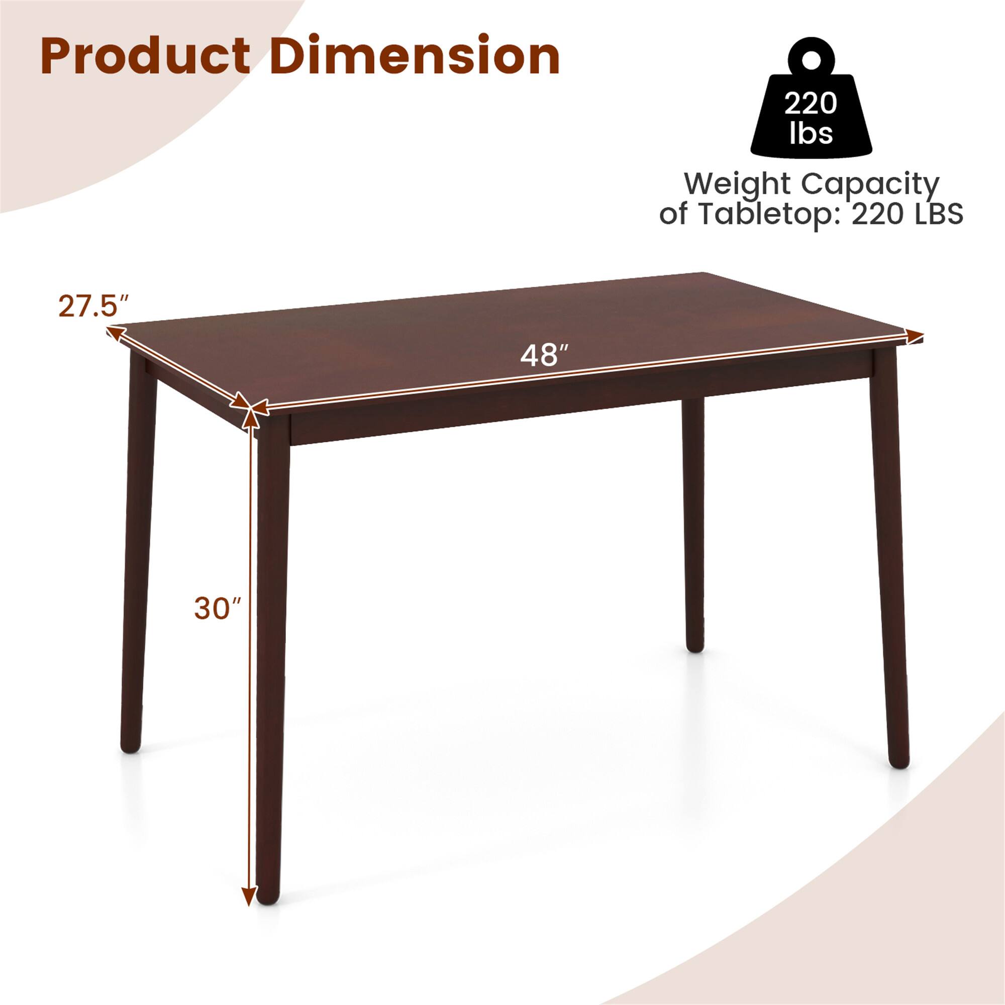 Product Dimension

Weight Capacity of Tabletop: 220 LBS

27.5" x 48" x 30"