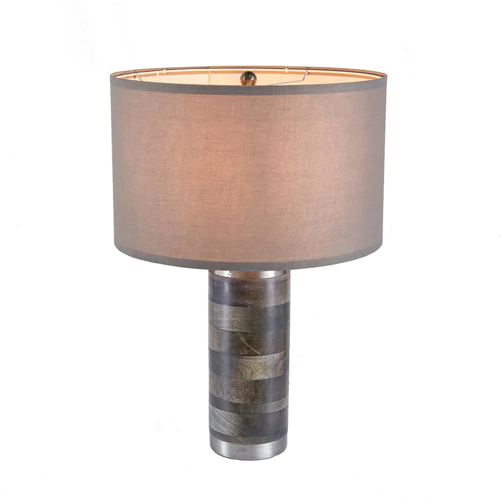 Angle. Luckbyte - 16x16x23.5" Gray Silver Brushed Table Lamp Lamp Shade Assembly Required.