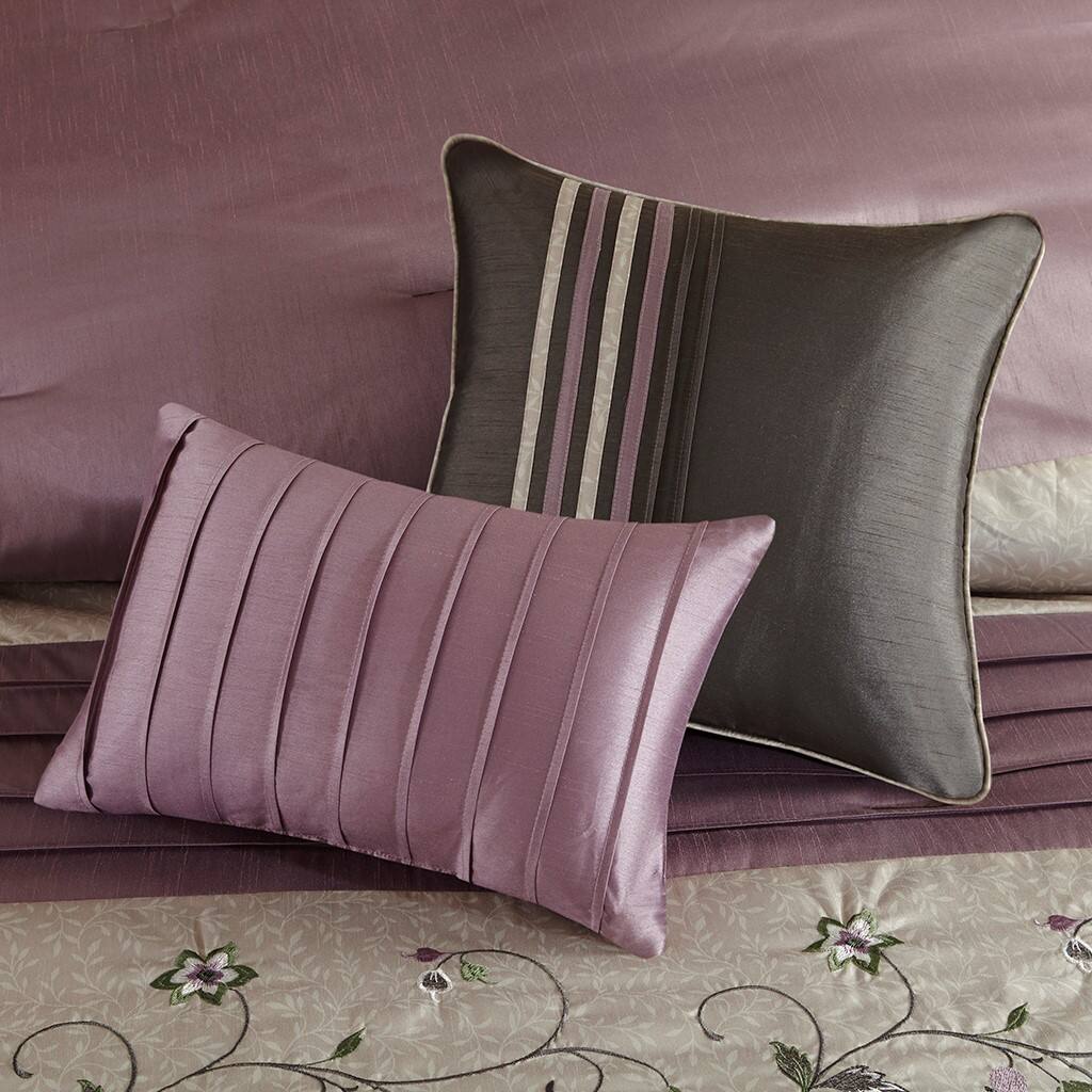 Alt View 2. Gracie Mills - Gracie Mills Rogelio 7-Piece Transitional Embroidered Comforter Set - Purple.