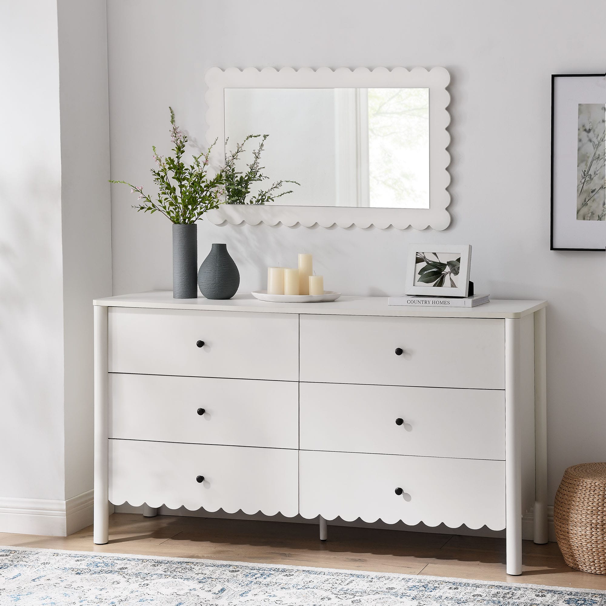 Emmeline Scalloped 6-Drawer Dresser by Modway - White