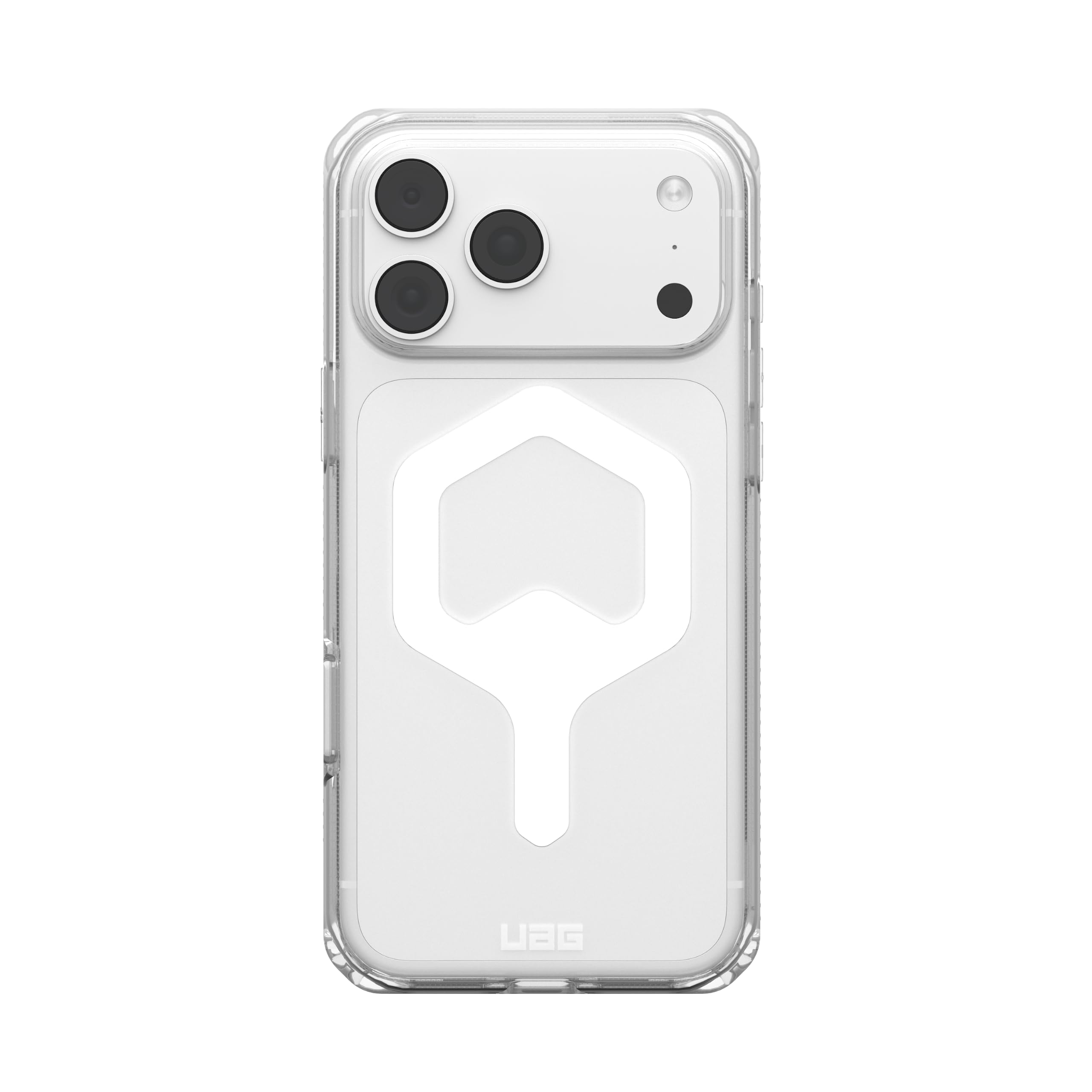 Alt View 3. UAG - iPhone 18 Pro Max Case/iPhone 17 Pro Max Case with MagSafe & Camera Control Cover Button, Translucent, Plyo - Ice/White.