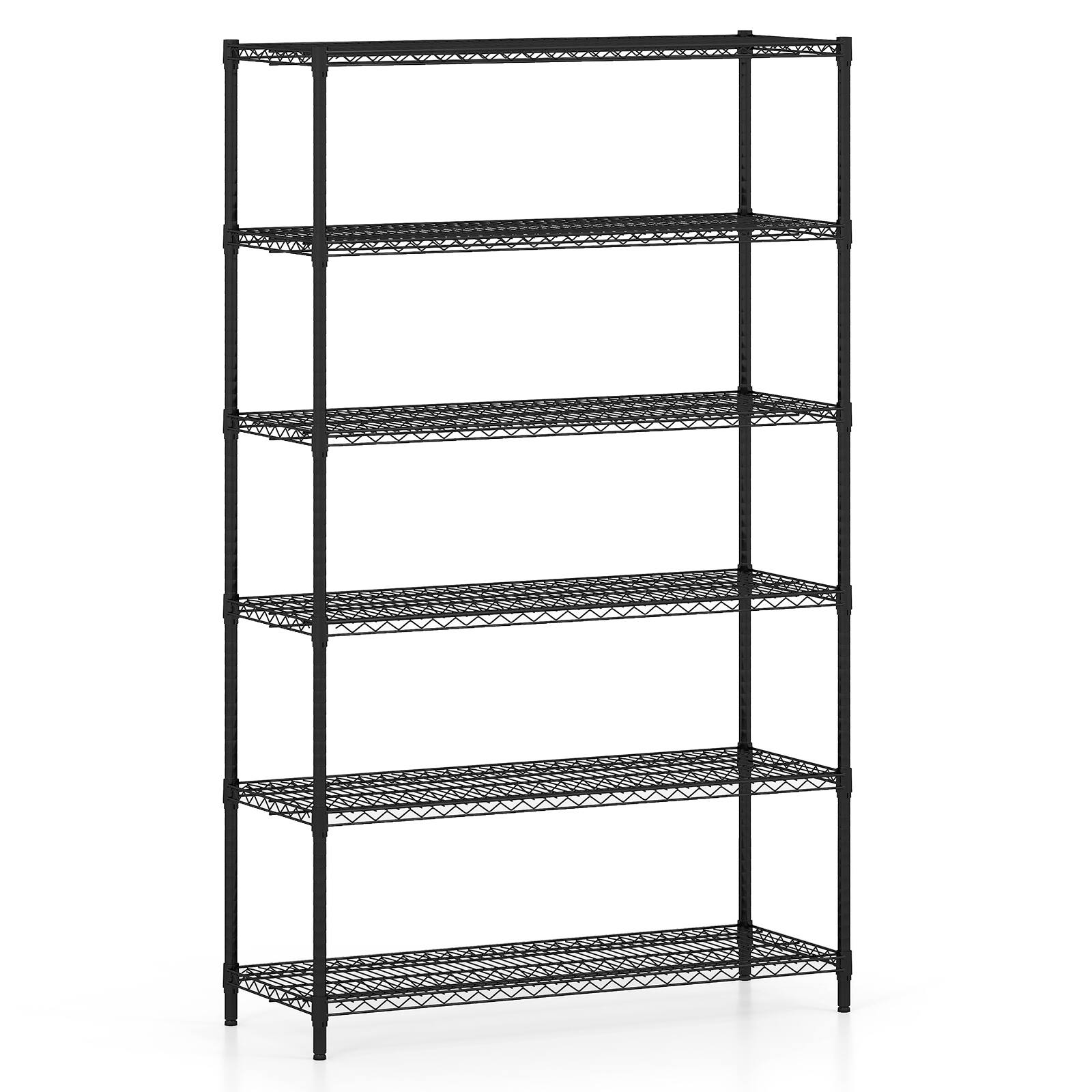 Alt View 8. Gymax - Gymax 6-Tier Metal Storage Shelving Unit w/V-Shaped Wire Rack for Home Kitchen Garage - Black.