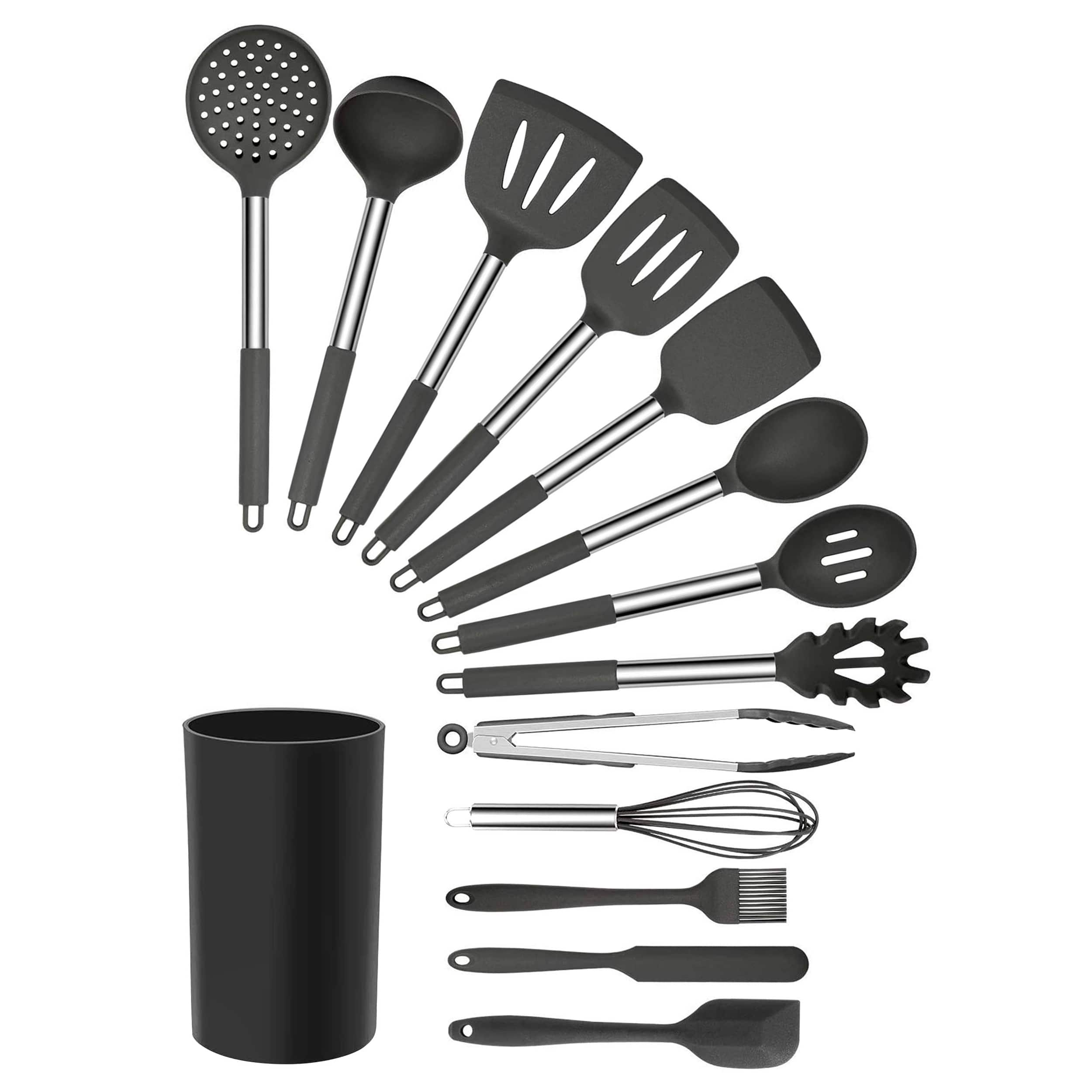 MegaChef - Silicone and Stainless Steel Cooking Utensils, Set of 14 - Gray price history on PriceWatchPro