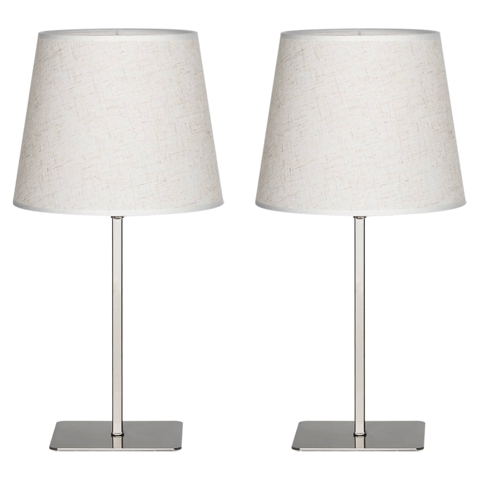 Alt View 2. Oumilen - 18.8In Brushed Nickel Table Lamp with Linen Shade Modern Bedside Lamp with 67In Cord.