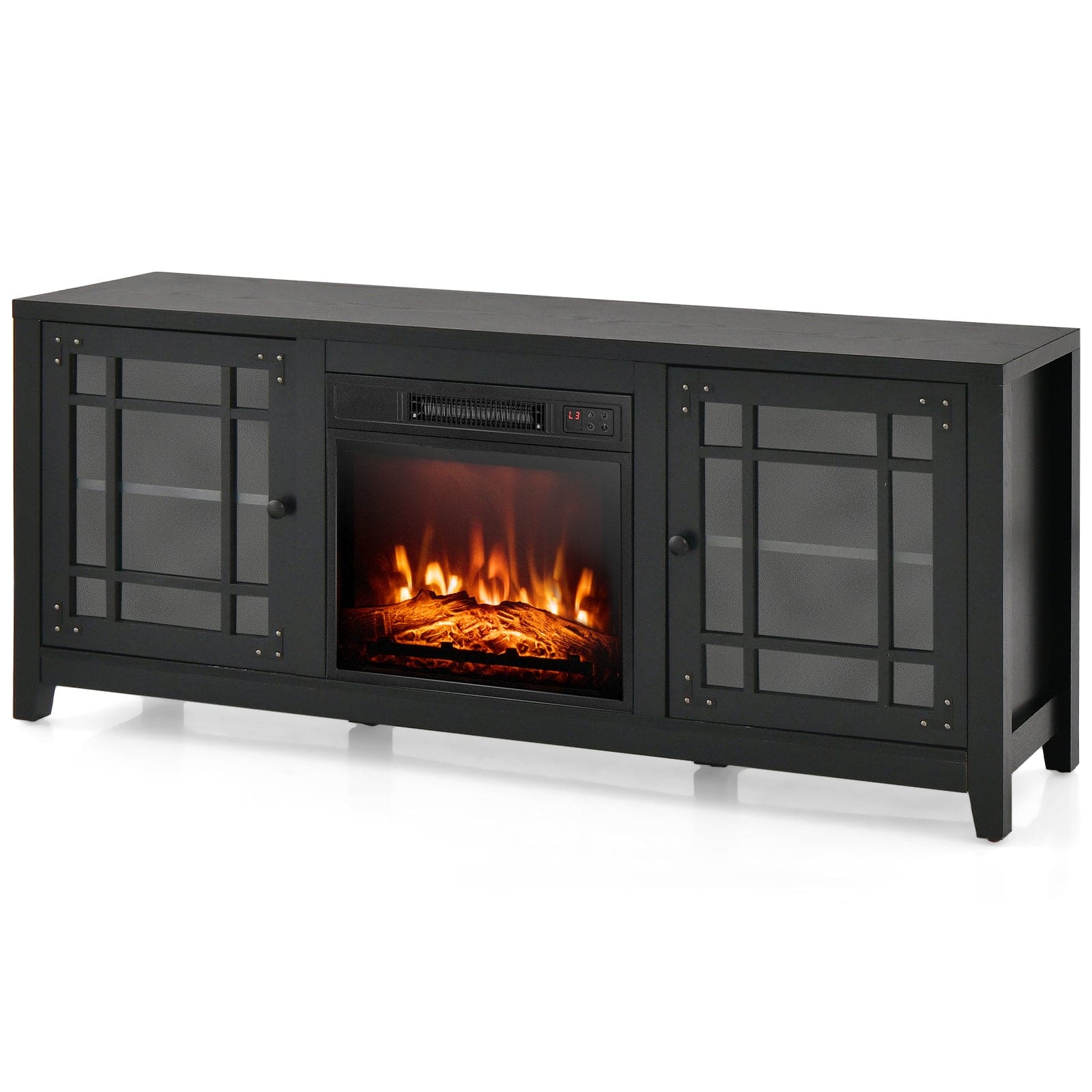 Boyel Living - 58 in. Freestanding Electric Fireplace TV Stand with Adjustable Shelves Fits TVs up to 65 in - Black