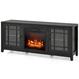 Boyel Living - 58 in. Freestanding Electric Fireplace TV Stand with Adjustable Shelves Fits TVs up to 65 in - Black