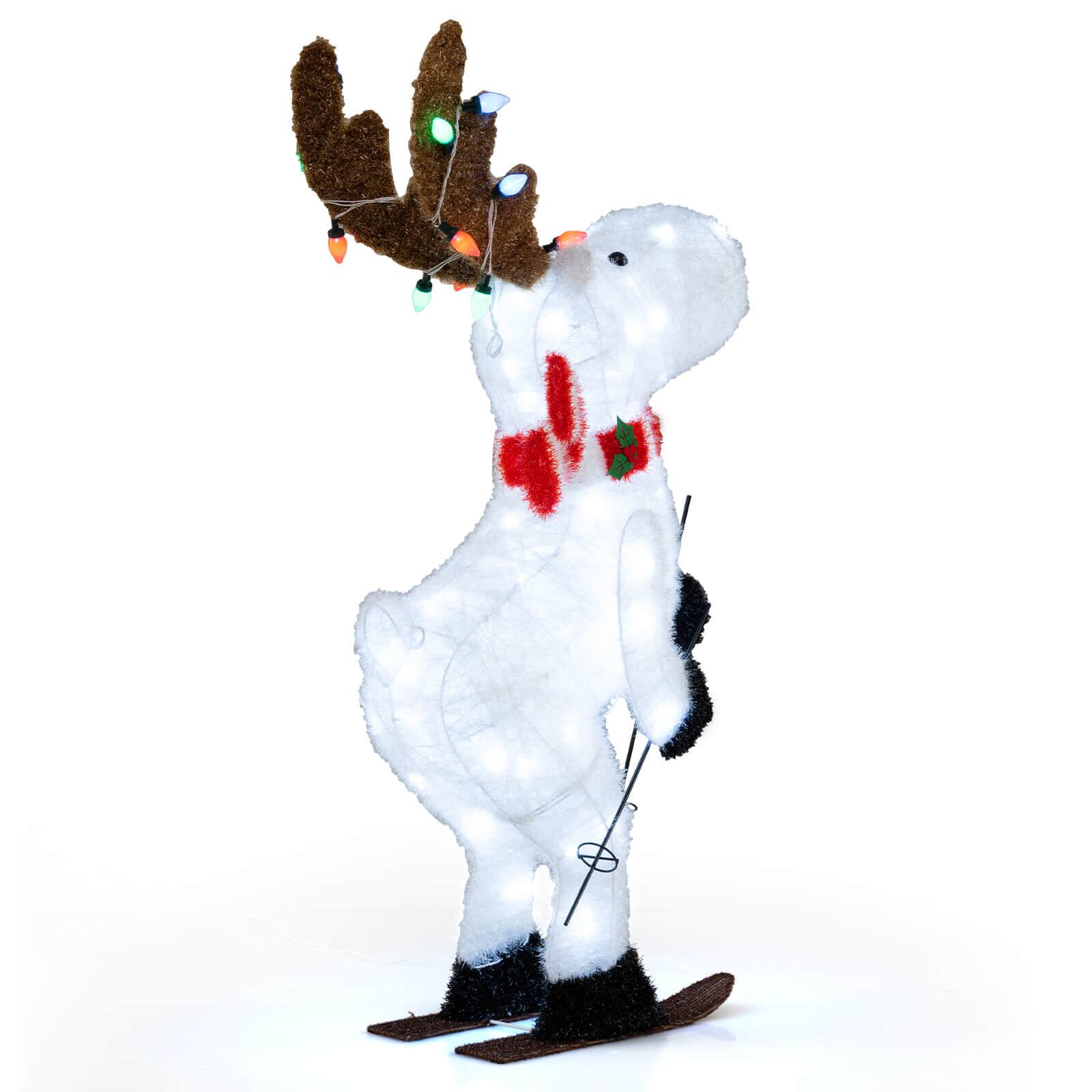 Alt View 10. Costway - Costway 44" Animated Christmas Reindeer with 12 Colorful Lights & 98 Cold White LEDs - White.