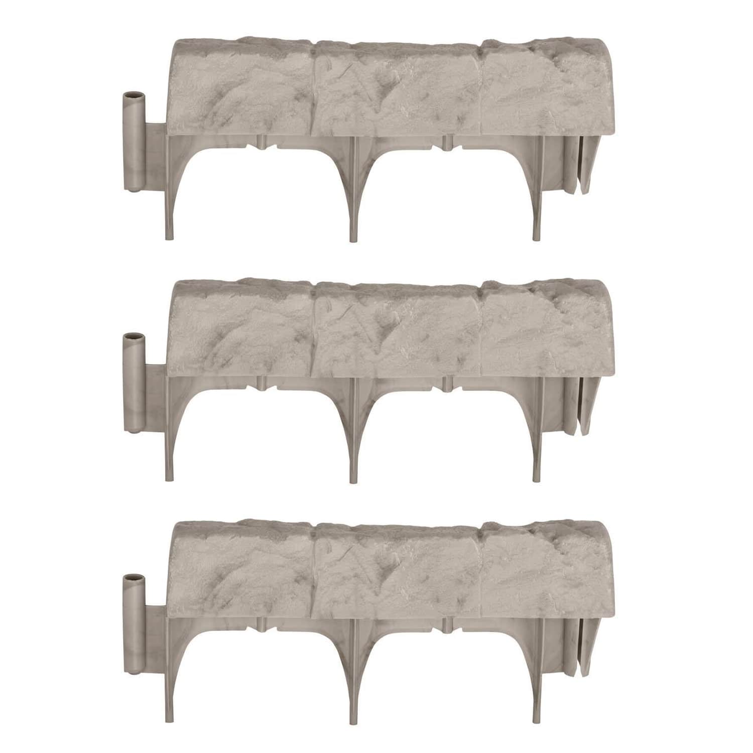 Suncast - Landscape Border Decorative Natural Stone Edging, 12" Sections (30 Pack) - Gray