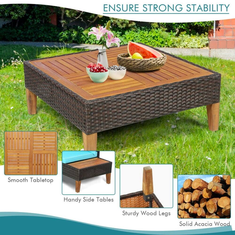 Ensure Strong Stability

- Smooth Tabletop
- Handy Side Tables
- Sturdy Wood Legs
- Solid Acacia Wood