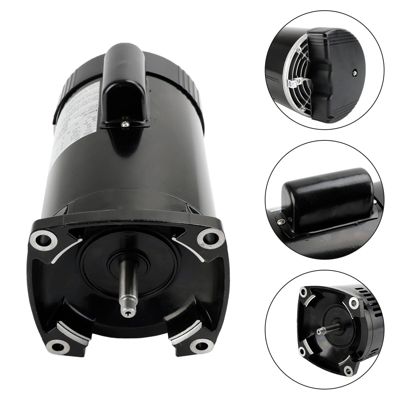 Alt View 2. Topteng - 1.5HP 115/230V Square Flange Pool Pump Motor - Replaces B2854, B2854V1, 3450 RPM, Auto Overload Protection.