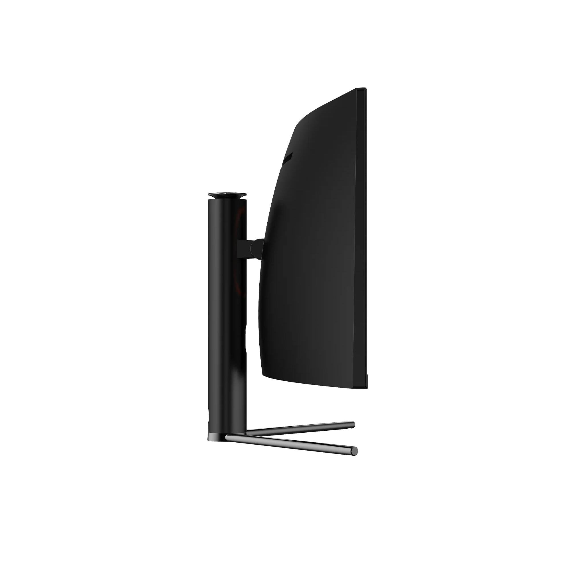 Left. Deco Gear - Deco Gear 49" Super Ultrawide Curved 32:9 Monitor 3840×1080, 144Hz, HDR400, VA, Adaptive Sync, USB-C 65W, HDMI/DP, KVM - Black.