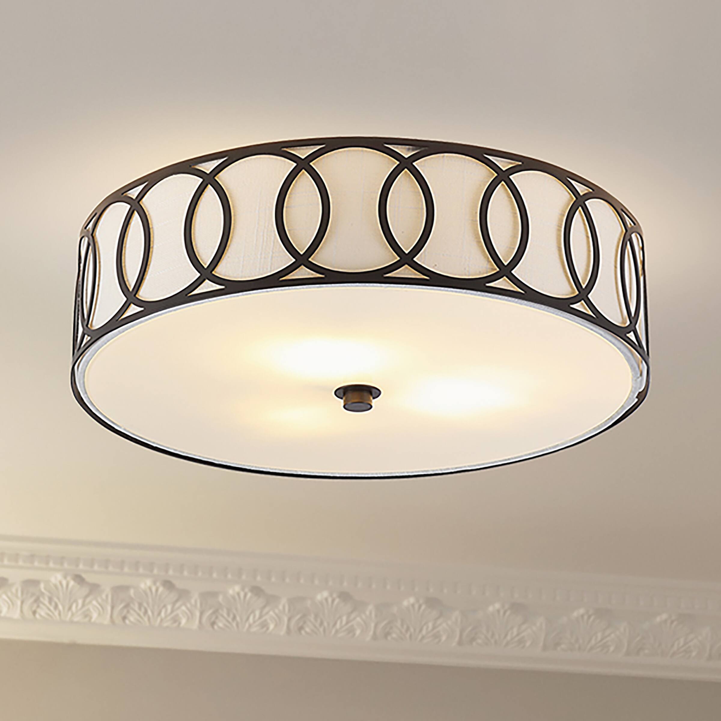 Alt View 1. Jonathan Y - Aria 3-Light 15.5" Metal LED Flush Mount, Oil Rubbed Bronze - Oil Rubbed Bronze.