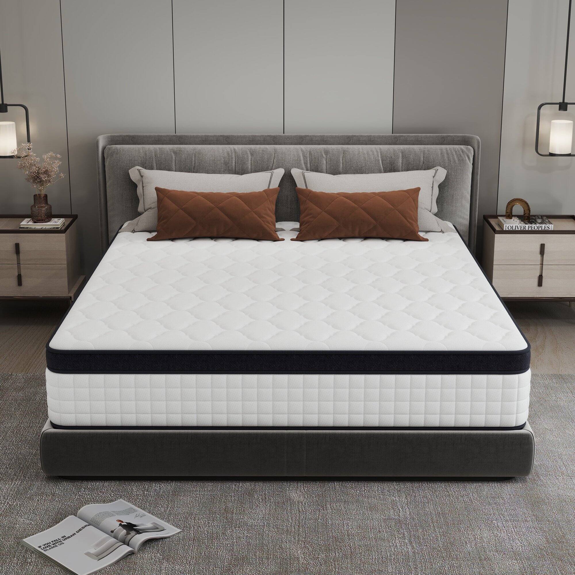 Anysun - Modern Twin Medium Memory Foam 12 in. Bed-in-a-Box Mattress - White