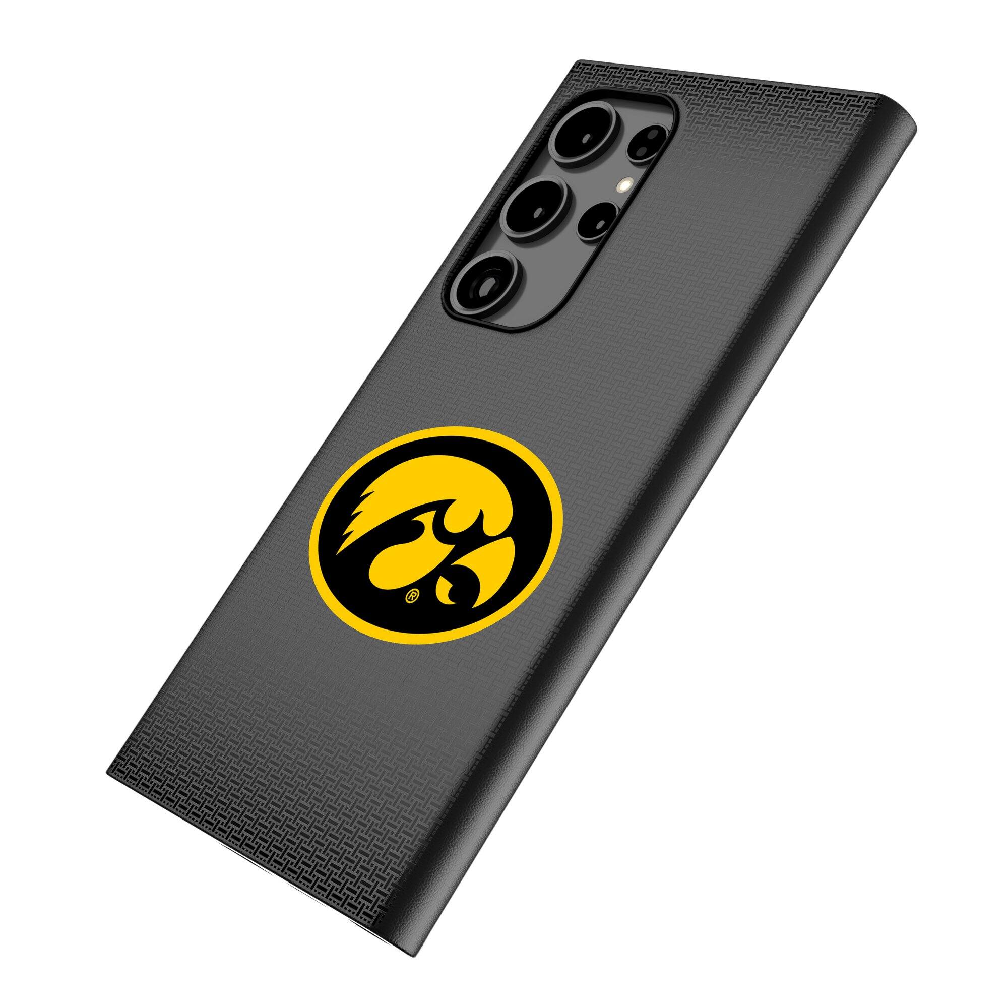 Alt View 1. Keyscaper - Iowa Hawkeyes Linen Galaxy Magnetic Bump Case - S24 Ultra - Black.