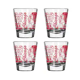 Logo Brands - Chicago Blackhawks 4-Pack 2oz. Shot Glass Set - Multicolor