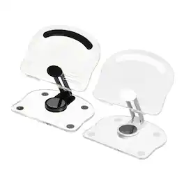 Unique Bargains - 2pcs Acrylic Tablet Stand, Adjustable Foldable Portable Clear with 360 Degree Rotating Base for Desk Home Office - White Black