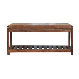 Artisan Furniture - Solid Wood Buffalo Slatted Hallway Bench, Upholstered - Brown