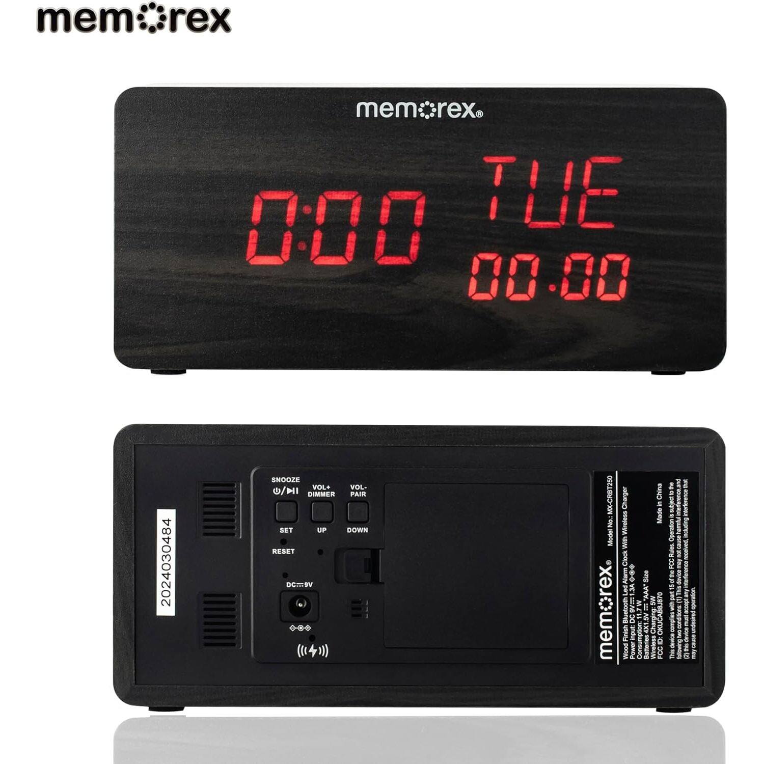 mem rex mem rex 0:00 TUE 00.00 2024030484 SNOOZE VOL+ VOL- DIMMER PAIR SET UP DOWN RESET DCTBV DV 0. ((14))) MX-CRBT250 Model No memorex. Charger China. Wireless Made with KX - anc Les AC "AAA" SM WN APS Bluetooth = V 8 input L 43 AS OKICARIJER OOM Power Consumption: Batteries Wireless FCC a oue 1 -o inerfercs I Operation Supnp cause Rues I 204 I I I complies i