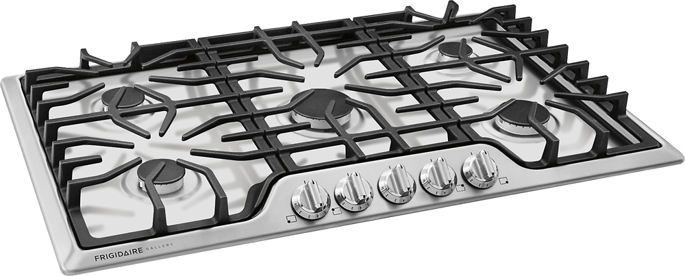 Angle View: Frigidaire - Gallery 36" Built-In Gas Cooktop - Stainless Steel/Black Matte