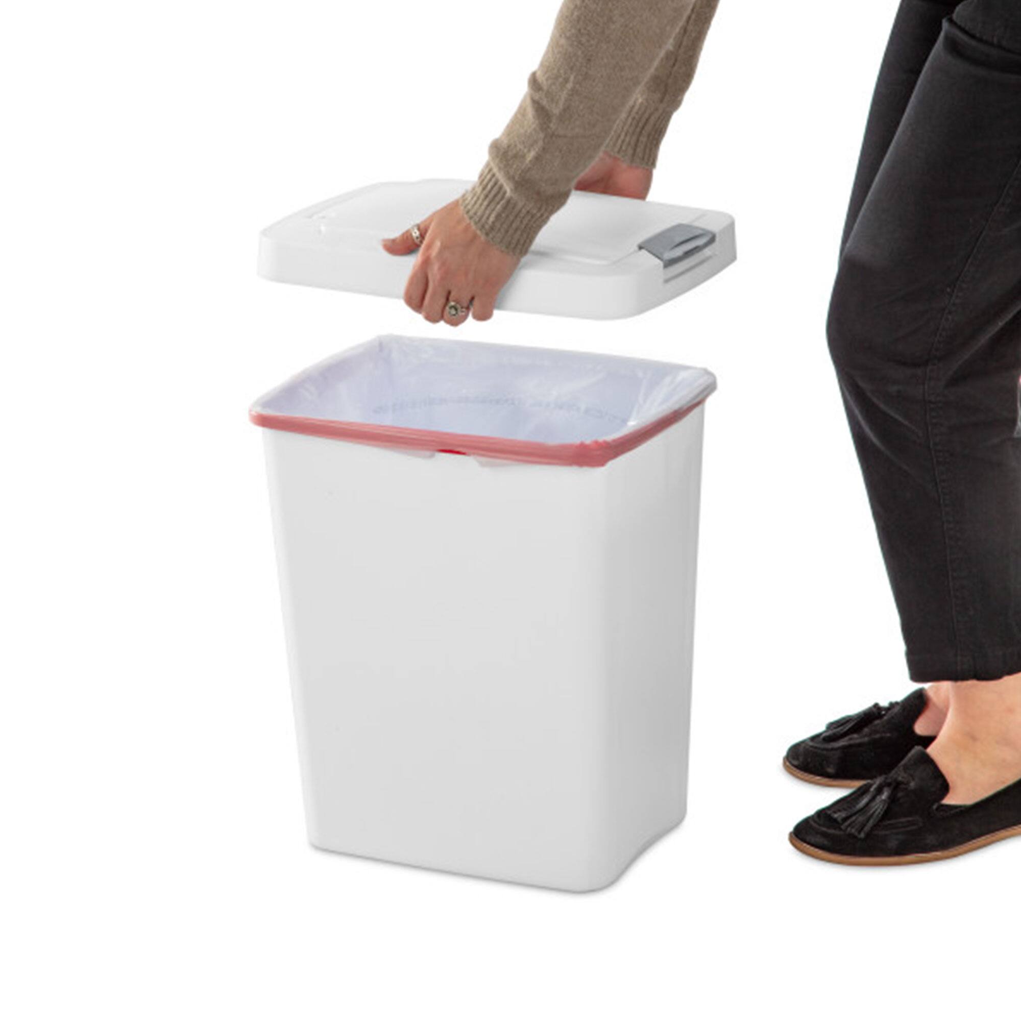 Alt View 4. Sterilite - Sterilite 7.5 Gallon TouchTop Wastebasket Trash Can with Latch, 4 Pack, White - White.
