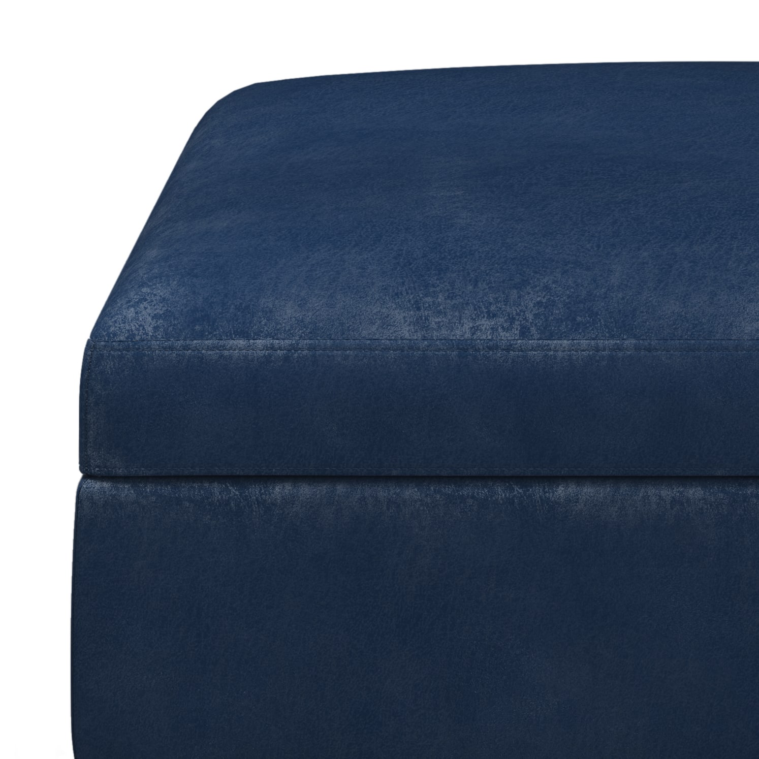 Alt View 16. Simpli Home - Owen Square Coffee Table Storage Ottoman - Distressed Dark Blue.