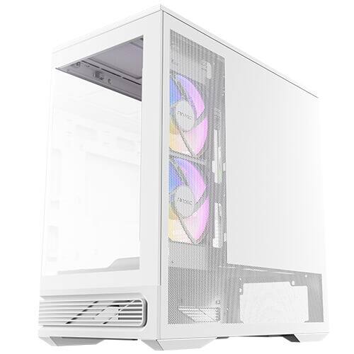 Alt View 1. Antec - C2M ARGB WHITE 270° Full-view Tempered Glass Compact MicroATX PC Case, 2 ARGB PWM Fans Included, Support 360mm Radiator - White.