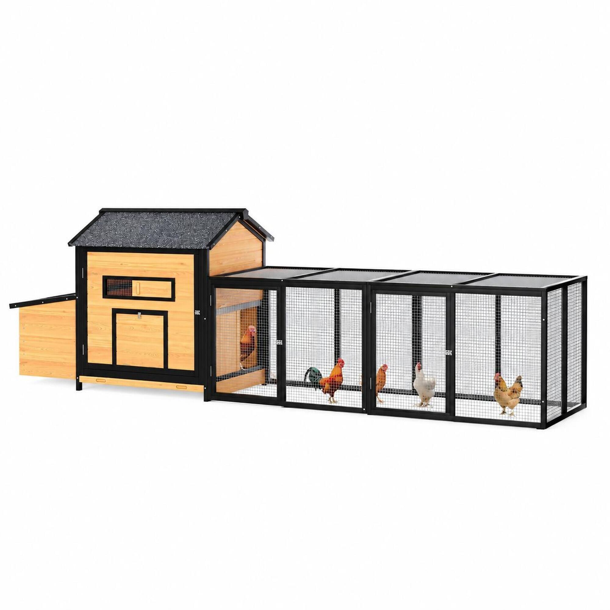 Front. RYHNUYNE - 114 in Wooden, Run, Box, 19.6 sq ft Poultry House for 2-3 Hens.