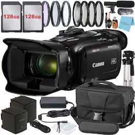 Bundle - Canon - Vixia HF G70 Camcorder + 2x 128GB Card + Case + Filter Kit + Tripod + ZeeTech - Black