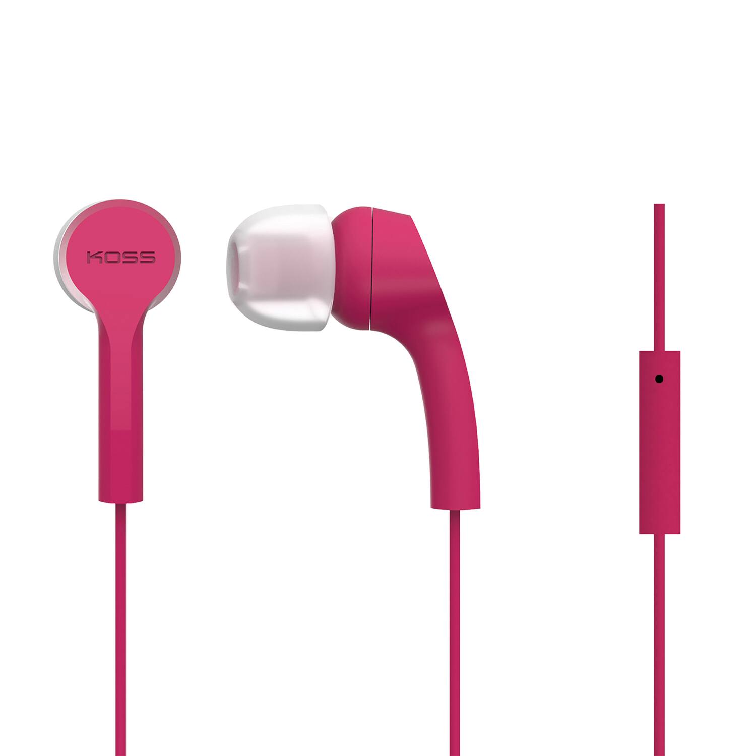 Front. Koss - KEB9i Wired In-Ear Buds with In-Line Mic, Angled Port, 3.5mm TRRS Connector - Pink.