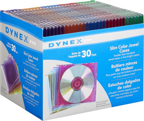  Dynex™ - 30-Pack Color Slim Jewel Cases - Assorted