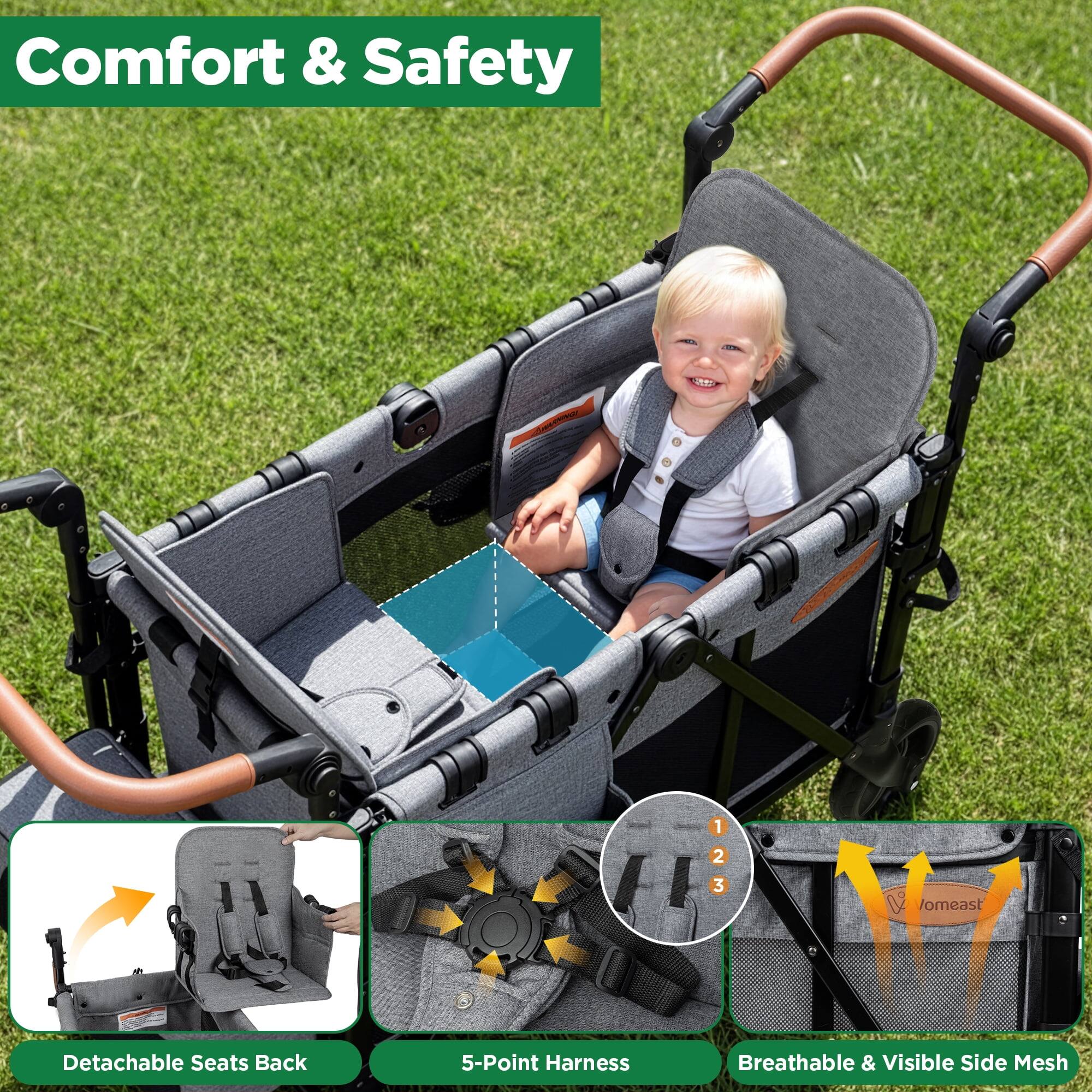 Comfort & Safety

1 2 3

omeast

Detachable Seats Back

5-Point Harness

Breathable & Visible Side Mesh