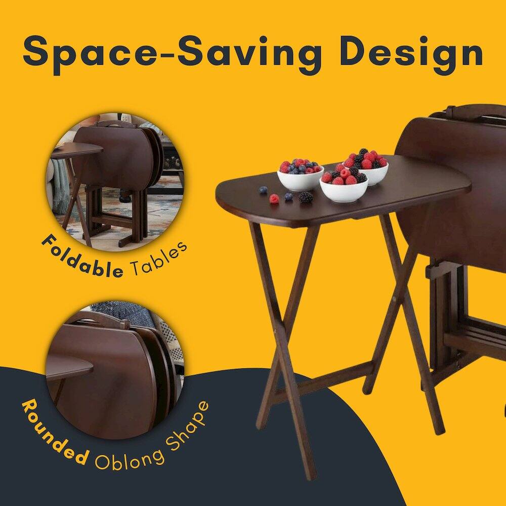 Space-Saving Design  
Foldable Tables  
Rounded Oblong Shape