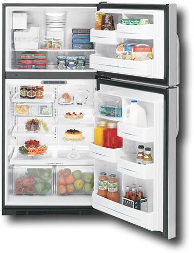 Front Standard. GE - 21.7 Cu. Ft. Top-Mount Refrigerator with Internal Water Dispenser - Stainless-Steel.