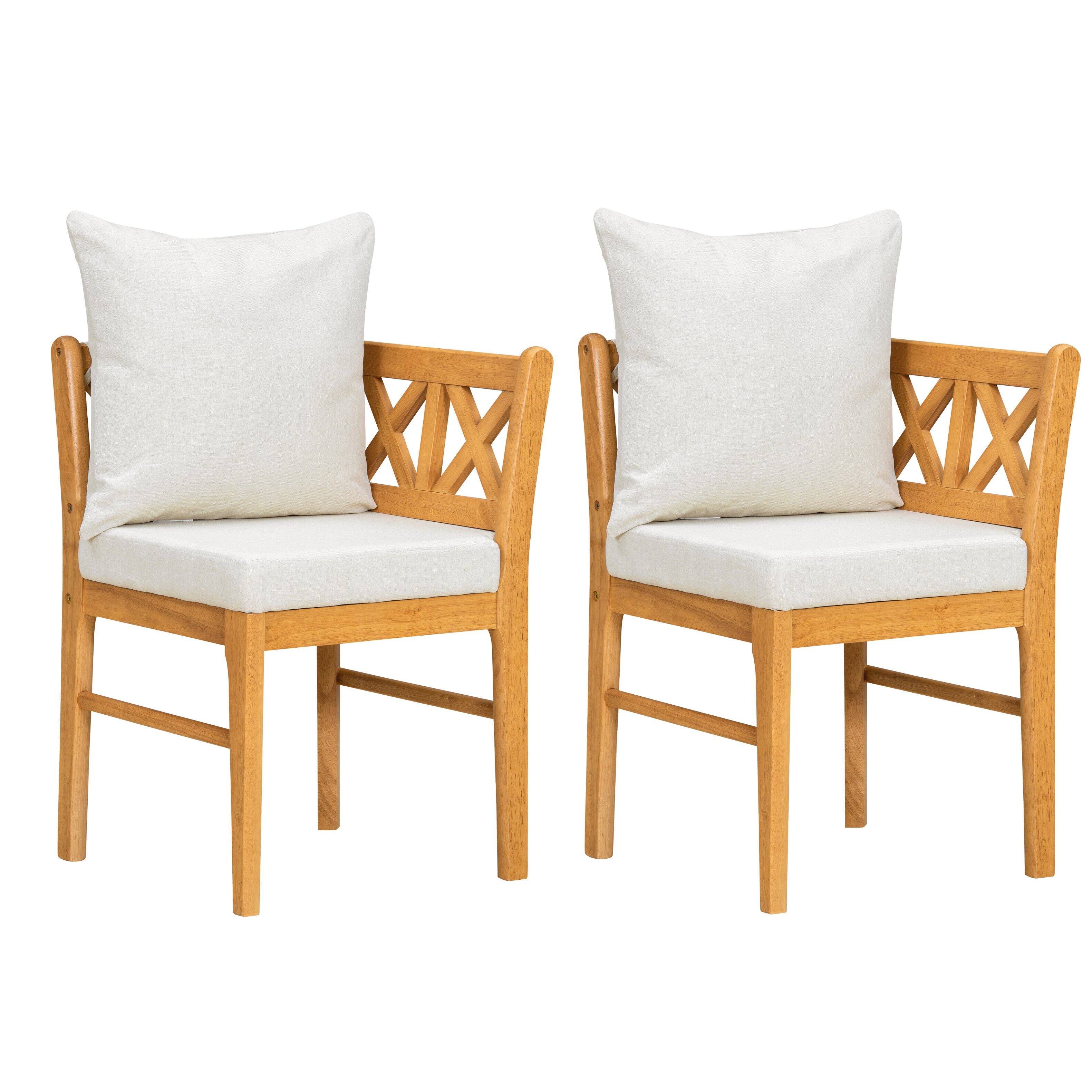 TinyHomie - Farmhouse Modern Dining Corner- Chairs Set of 2 - Natural and White