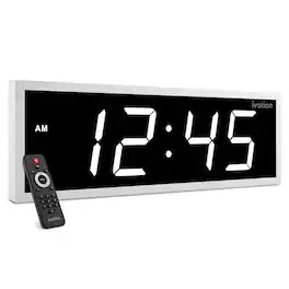 Ivation - 24" Digital Wall Clock – LED Display, Remote - White