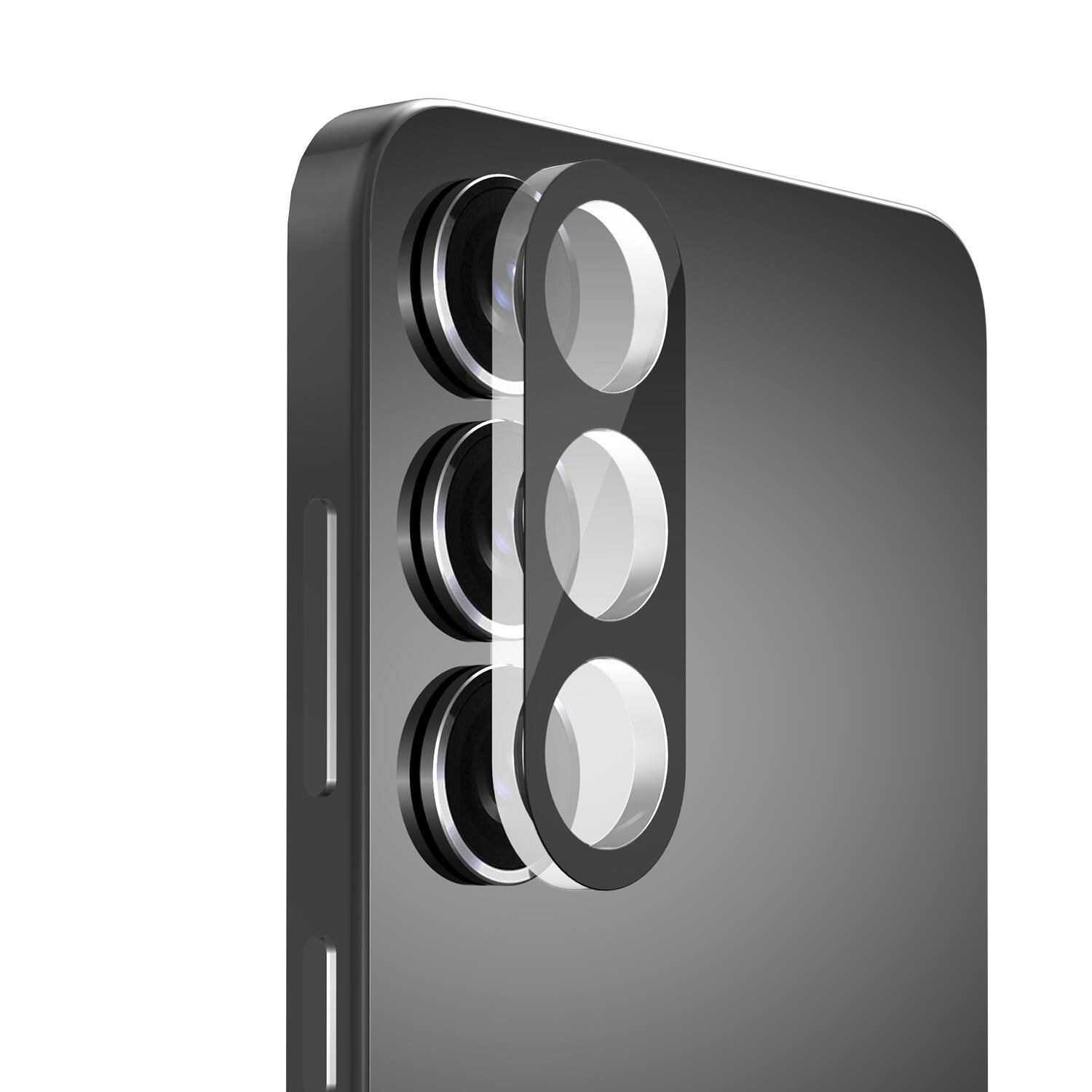 Front. FDN - FDN Tempered Glass Lens Protector for Samsung Galaxy S25 Plus - Black - Clear.