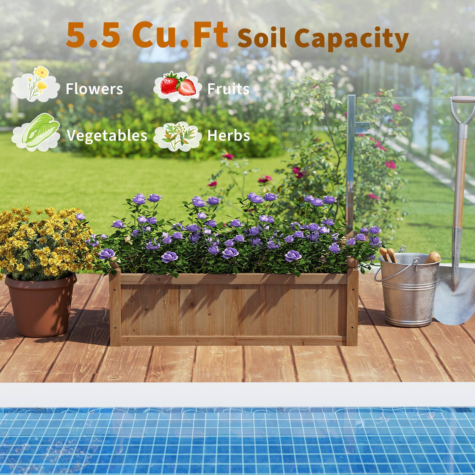 5.5 Cu.Ft Soil Capacity

- Flowers
- Fruits
- Vegetables
- Herbs