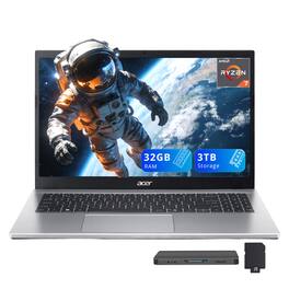 Acer - Aspire Go 15 15.6" FHD Laptop,AMD Ryzen 7 7730U,32GB RAM,2TB SSD+1TB Dock Set,AMD Radeon Graphics,Win 11 - Silver