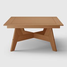 WestinTrends - Avalon Modern Low Outdoor Patio Square HDPE Coffee Table - Teak