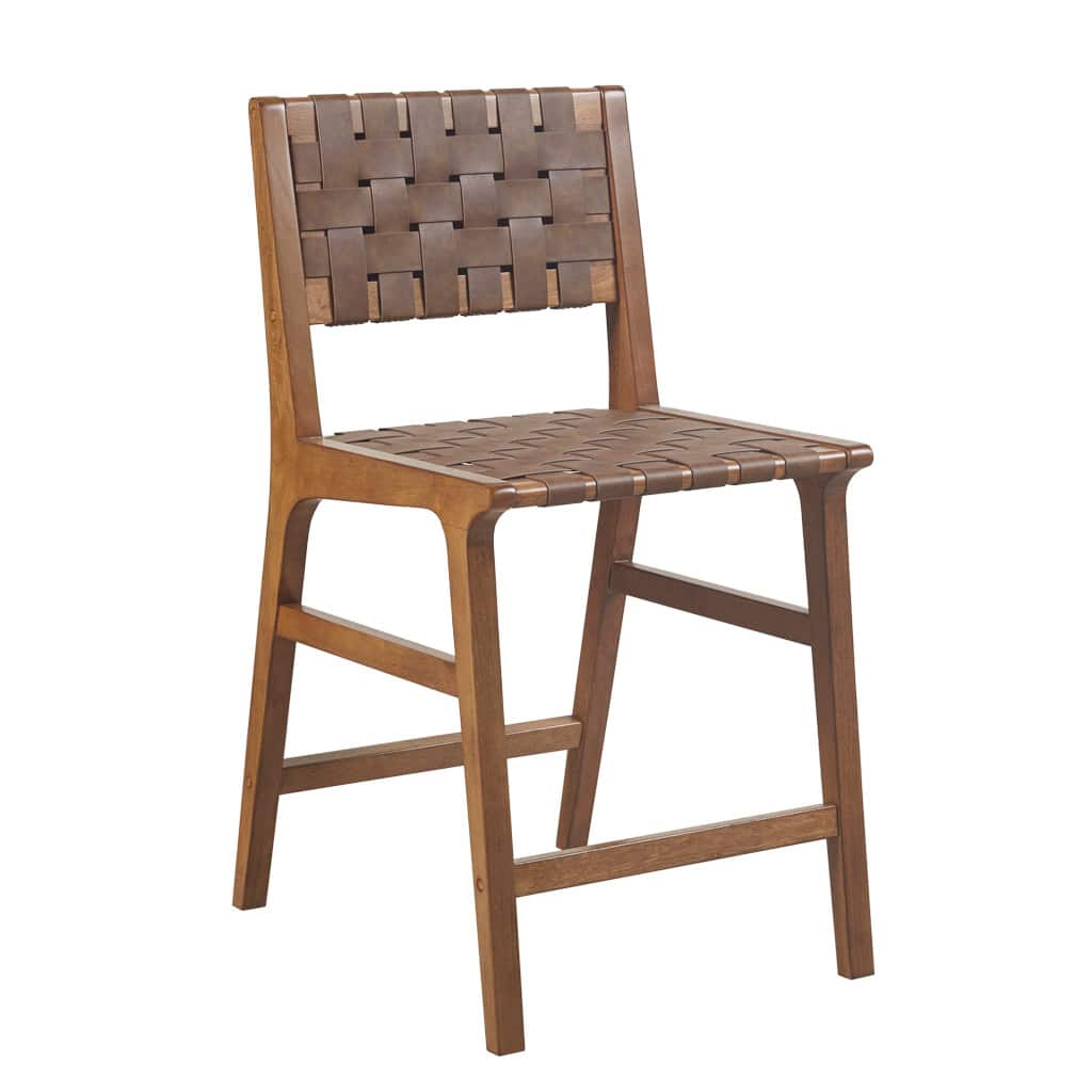 Gracie Mills - Consuelo Woven Faux Leather Counter Stool - Brown