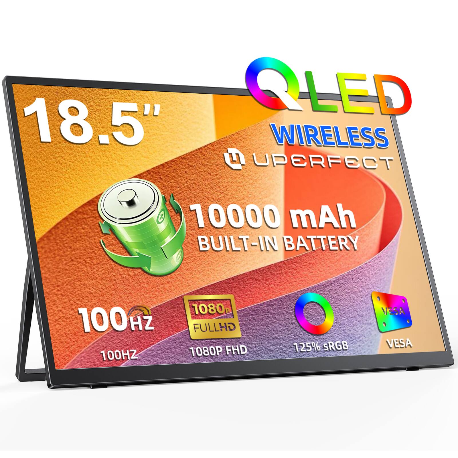 OLED 18.5" WIRELESS
10000 mAh BUILT-IN BATTERY
100HZ
1080 FULLHD 1080P FHD
125% sRGB
VESA