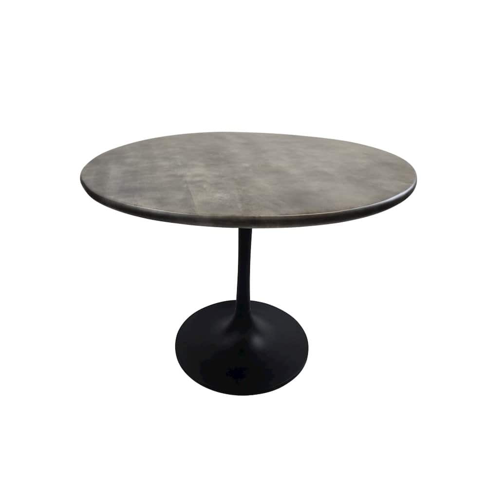 Carolina Chair & Table - Alden Wood Top 36" Round Dining Table - Fog Top - Black Base - Gray