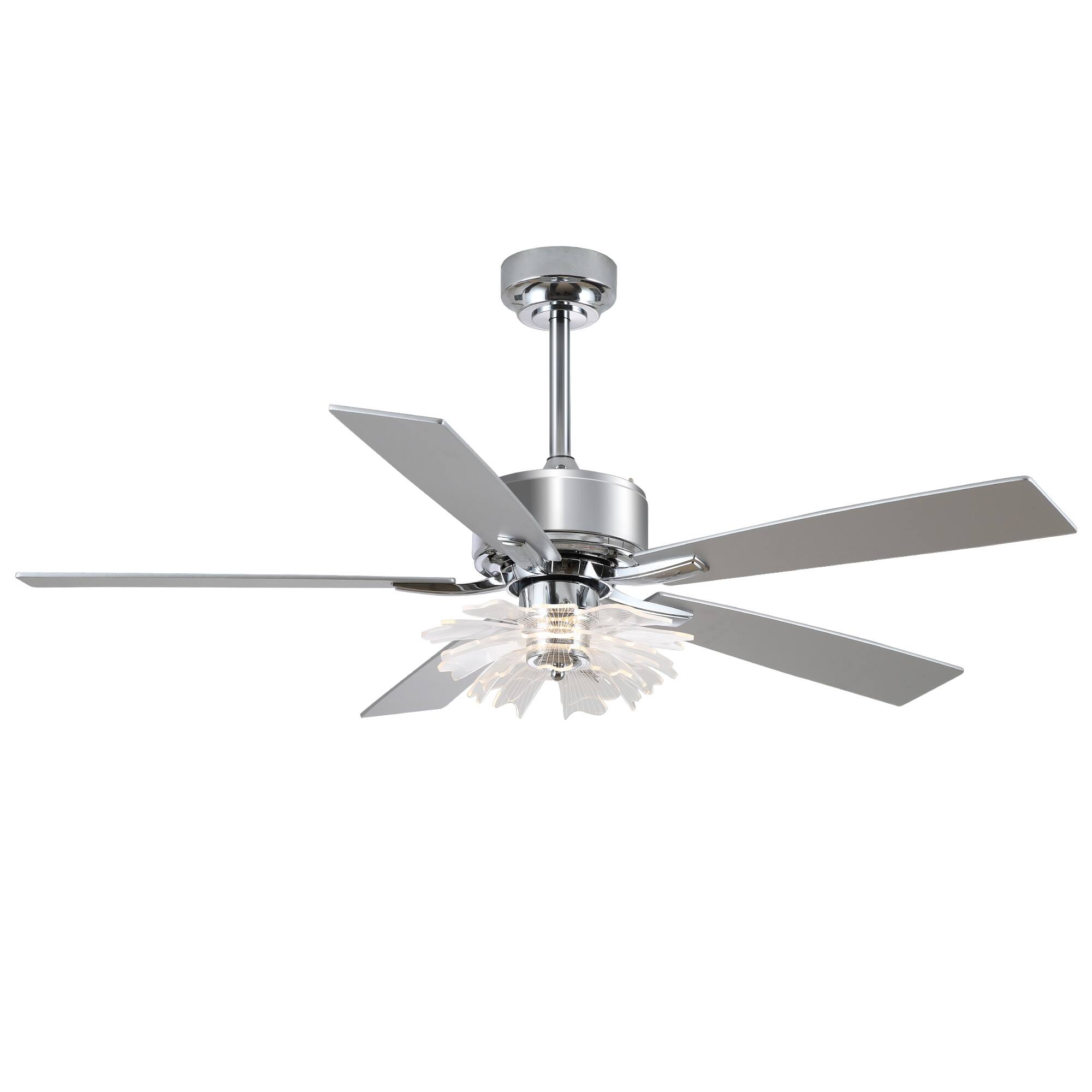 Alt View 8. Parrot Uncle - 52"Modern Chrome LED Ceiling Fan with Remote and Light Guide Plate Design - Chrome.